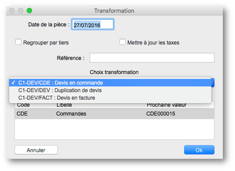 Transférer un devis en bon de livraison dans EBP Devis facturation MAC Centre d aide EBP